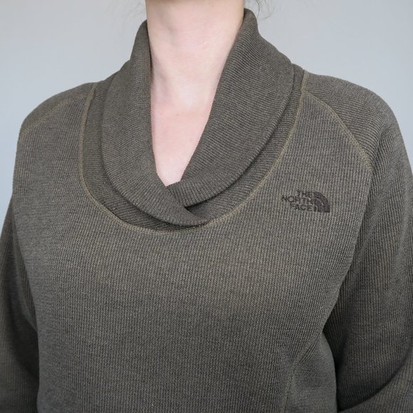 The North Face Olive Green Brown Cowl Neck Sweatshirt - Picture 5 of 7